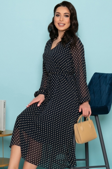 Платье "Волшебная история" (темно-синее/горох) П7238