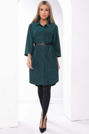 Платье рубашка "Блестящее будущее" (бирюза) Б8186