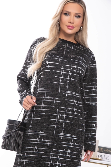 Платье "Янина" (серый меланж / серебро) П7516