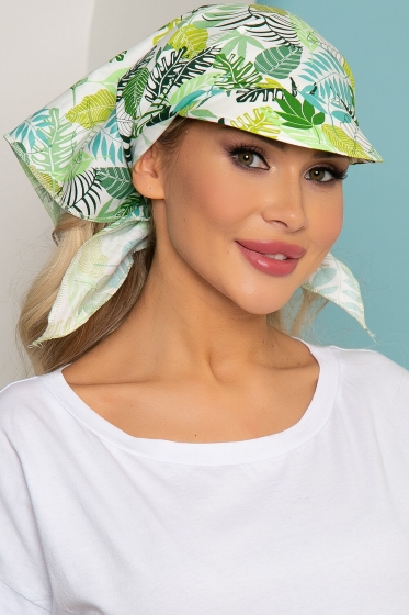 Косынка с козырьком (зеленая монстера) КК9