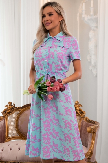 Платье Эмили (бирюзово-розовое) П13042-45М