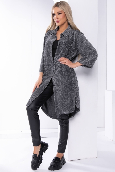 Платье рубашка "Блестящее будущее" (серебро) Б8185