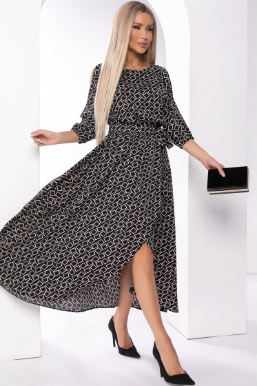 Платье "Танго вдвоём" (геометрия/блэк) П8205