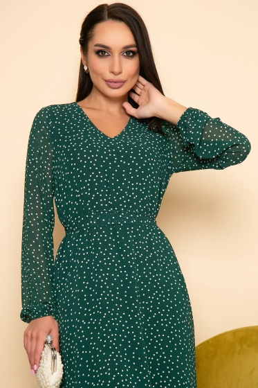 Платье "Волшебная история" (грин/горох) П7240