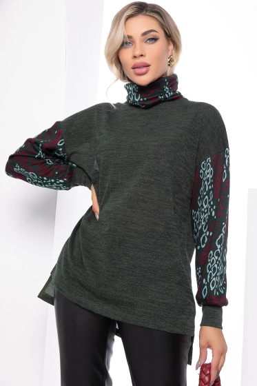 Джемпер "Ариана" (хаки/принт) Б7702