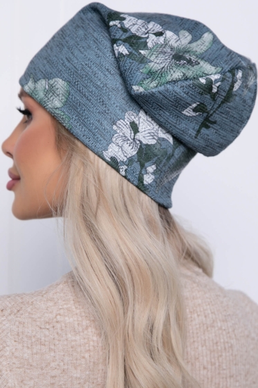 Шапка (цветы/зеленая) Ш10