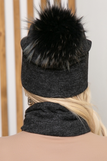 Комплект шапка и снуд (темно-серый) ШПС7