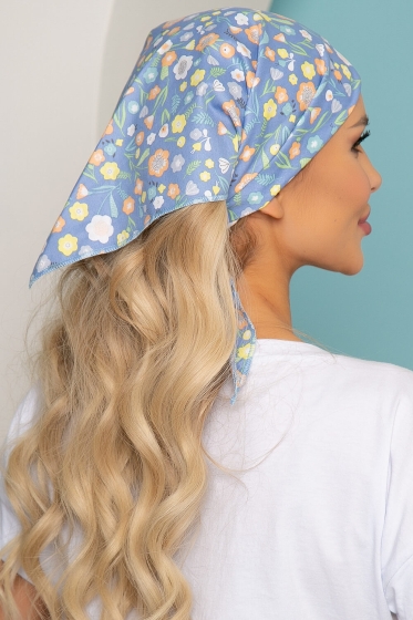 Косынка хлопковая (васильки, голубая) К7