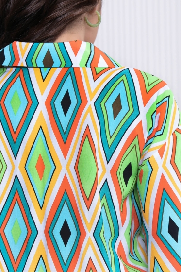 Платье "Имани" (геометрия/грин) П7043