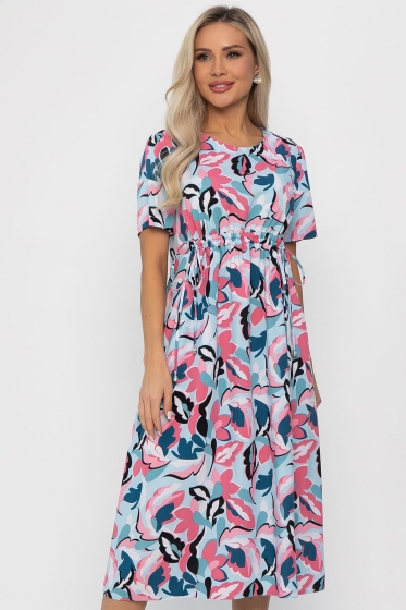 Платье Цветы лета (голубо-розовое) П13784-18М