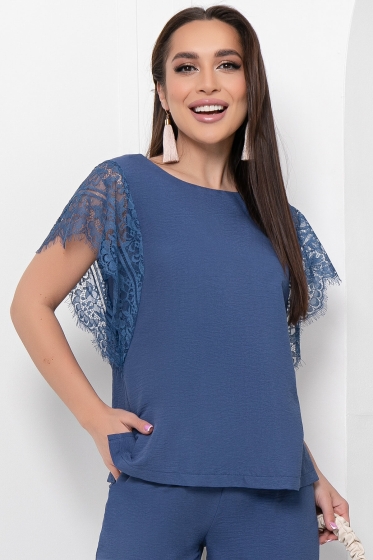 Блуза "Мадина" (джинс) Б5978