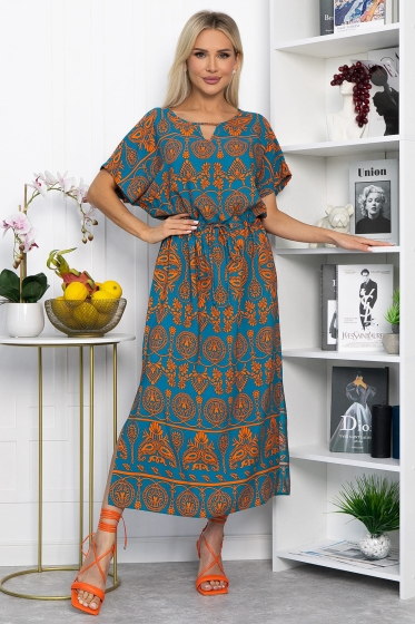 Платье Вистерия (лазурно-оранжевое) П13908-5М