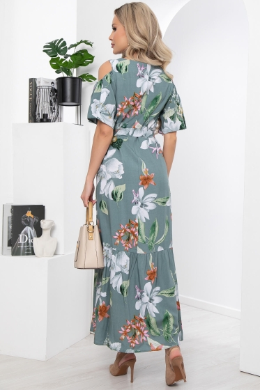 Платье "Марианна" (олива/цветы) НЬЮ П5872