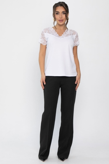 Блуза с кружевом Инь-Янь (белая) Б14256-18М