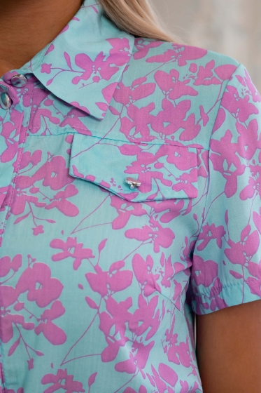 Платье Эмили (бирюзово-розовое) П13042-45М