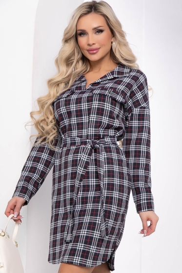 Платье "Сесилия" (темно-синее/клетка) П8409