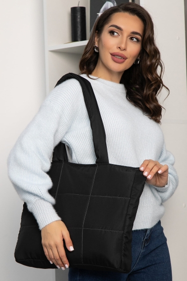 Сумка-шопер стеганая (черная) СШ07-46