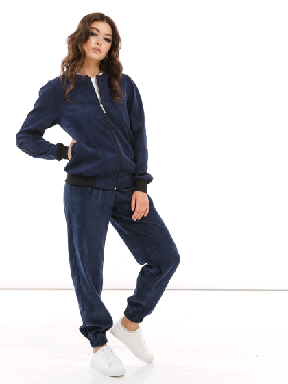 Бомбер из вельвета (синий) Б2975