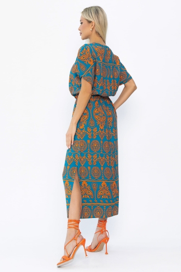 Платье Вистерия (лазурно-оранжевое) П13908-5М