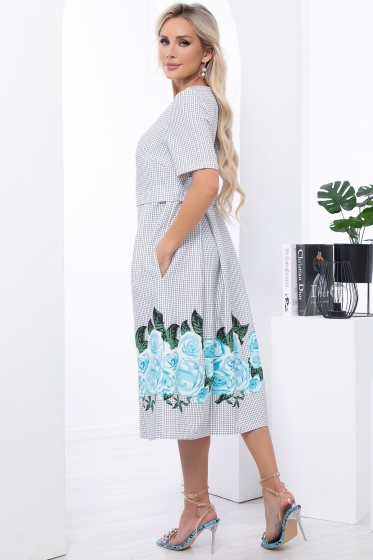 Платье "Кэри" (мятные розы) П7062