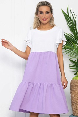 Платье Ветер перемен (бело-сиреневое) П13585-4М