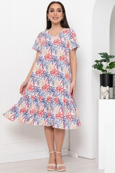 Платье "Малика" (цветы на белом) П5977