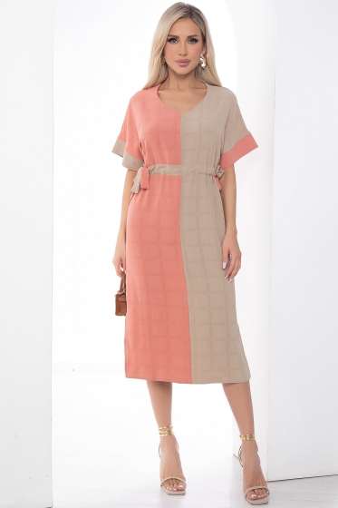 Платье "Фестия" (беж/коралл) П8714