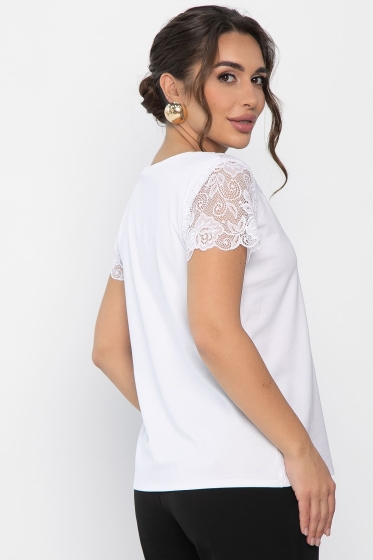 Блуза с кружевом Инь-Янь (белая) Б14256-18М