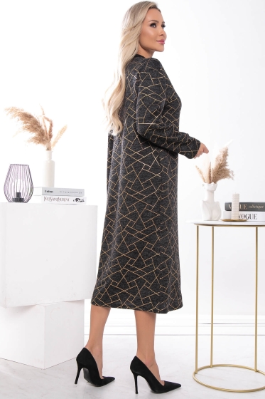 Платье "Янина" (серый меланж / золото ) П7508
