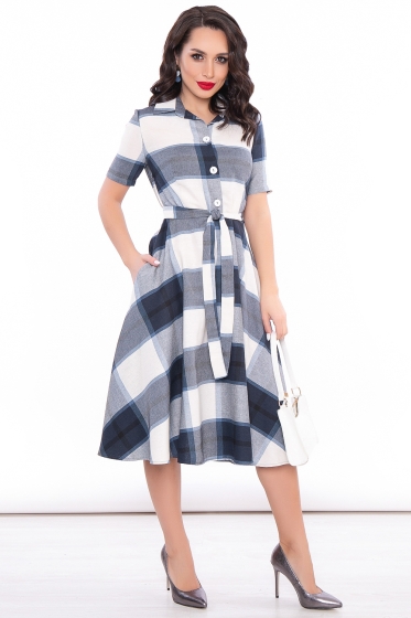 Платье "Джоанна" (синяя клетка) П3223