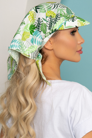 Косынка с козырьком (зеленая монстера) КК56