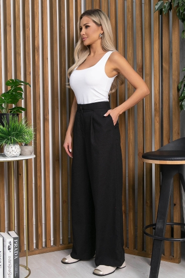 Брюки льняные Мэрлин (черные) Б13952-7М