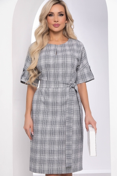 Платье "Персея" (серое/клетка) П8411