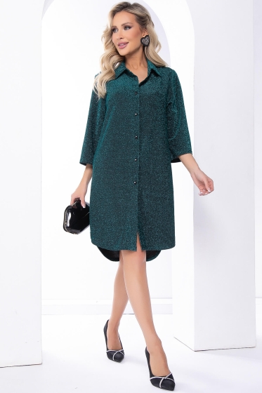 Платье рубашка "Блестящее будущее" (бирюза) Б8186