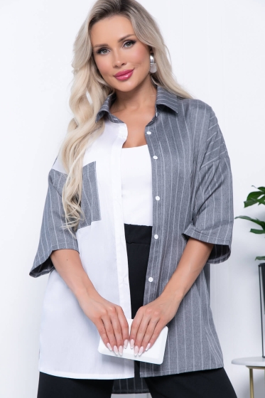 Рубашка "Модис" (грей/вайт) Б7165