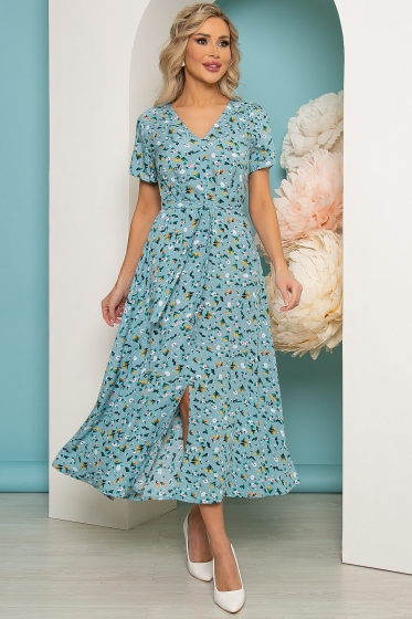 Платье "Римские каникулы" (голубое) П3523