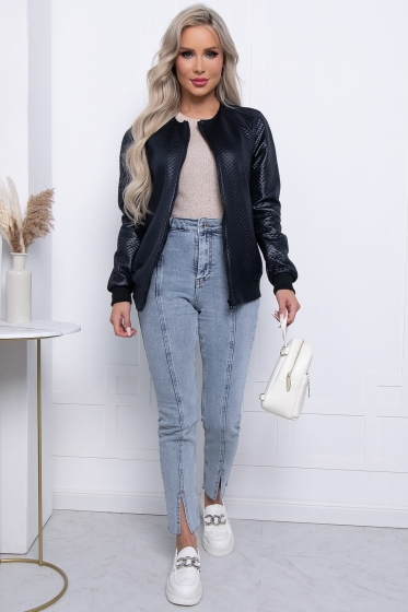 Бомбер на молнии из трикотажа Б7293 (синий)