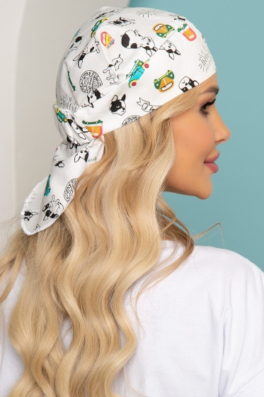 Бандана-косынка (бульдожки, белая) БК2